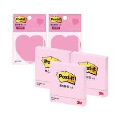 3M Post-it 愛心型便條紙 2入+ 便條紙 SSN654 粉紅色 3入, 混色, 1套