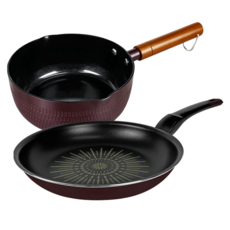 QUEEN SENSE IH爐適用Comfortable系列陶瓷不沾單柄鍋+Opera系列圓平底鍋組, 混色, 單柄鍋 18cm+平底鍋 20cm, 1組