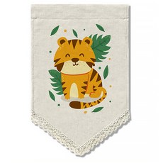 I Love Home 動物角色魔鬼氈旗幟窗簾, TYPE19