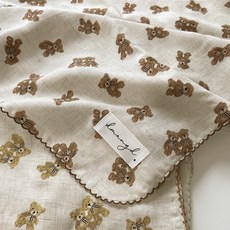 Dmangd 4季印花棉毯, 泰迪熊(棕色)