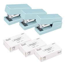 MEiriAN 簡約粉彩釘書機+專用訂書針 640入*3組, 藍色, 1套