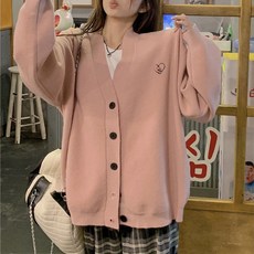 Sunbint女款V領刺繡亮點日常Rason寬鬆針織開襟衫