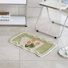 Pick Home 花漾浴室廚房玄關廁所腳踏墊, 綠色, 1個