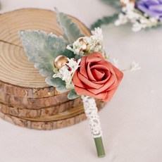 Ozeni 人造玫瑰花球胸花, 橘色