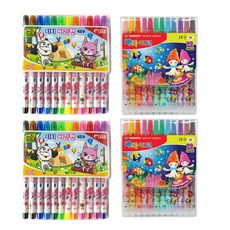 티티 애니멀캠프 사인펜 2p + 문교 바다 샤프형 색연필 2p 세트, 1세트, 12색