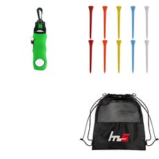 NAYASTYLE 高爾夫球袋 + 塑膠高爾夫長球釘 10入 + 收納袋套組, GFYP-136-2+167-4PU