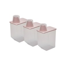 cimelax Door-fit 窄身雜糧穀物粉末儲物罐 寬口 粉紅色 3.05L, 3個