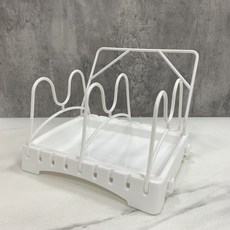 簡約乾淨平底鍋收納架, 白色, 1層, 1個