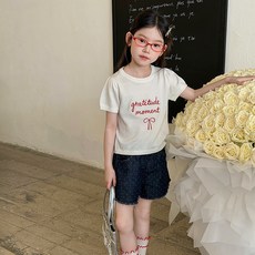 Starbean 兒童字母緞帶夏季短袖針織衫