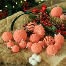 Scent Basket 聖誕樹裝飾 經典絲絨吊飾系列 48p 套組, 蜜桃粉, 1套