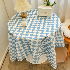 GUNU 감성 홈카페 식탁 테이블보, 스카이체크, 1개, 90 x 90 cm