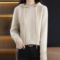 Elsso 女款針織連帽羅紋長袖休閒日常毛衣