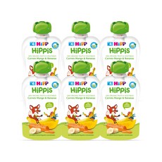 HiPPIS 유기농 과일 이유식, 혼합맛(당근/망고/바나나), 100g, 6개