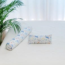 아띠블랑 유아용 베개 + 바디필로우 세트, 블루다이노
