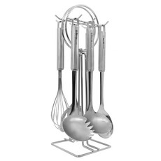 SWISSBRAND 廚房工具不鏽鋼廚具6件+收納架組, 單一顏色, 1組, 1個