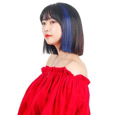 가발위드 스트레이트 컬러 포인트 피스 5p + 트윙클 붙임머리 세트, 다크블루(컬러피스), 랜덤발송(붙임머리), 1개