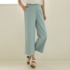 빼빼 여성용 올밴딩 9부 와이드 스판 면팬츠