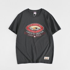 알럽홈 레트로 프린팅 통기성 반팔 티셔츠