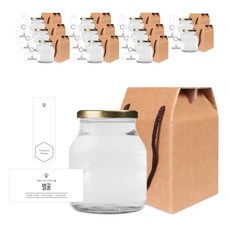 圓形食品蜂蜜瓶1000g+耳蓋金色+瓶貼簡約蜂蜜S+封口貼+盒裝, 12組