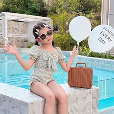 女童款花朵泡泡袖連身泳衣 CCW33GSW381