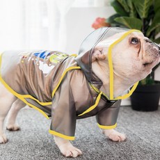 엘엘리빙 강아지 반려견 모자형 우비 레인코트, 블랙, 1개