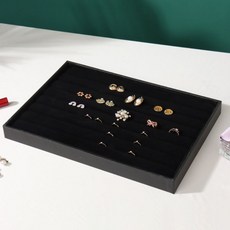 Star For Color 珠寶飾品展示託盤 8排, 黑色, 1個