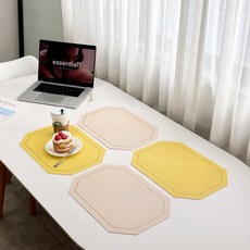 briview 北歐風雙面餐墊, 檸檬黃 + 淺杏色, 43 x 30 x 1.8cm