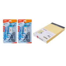 deLi 數學教學工具法律本撕有線文件筆記A5黃色5p+學校指南針藍色2p套組30001, 1套