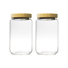 Teatoyo 實木蓋耐熱玻璃儲物瓶, 2個, 700毫升