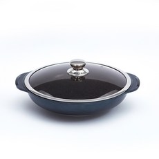 PAVIAN 電磁爐適用雙耳多用途鍋+玻璃鍋蓋, 32cm, 黑色