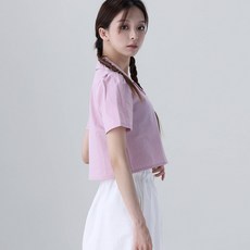 Awesomearound 女款澎澎袖短版棉質襯衫