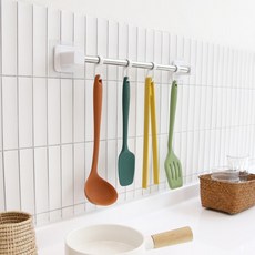 국산 무타공 베넷 주방걸이대 600, 실버 + 화이트, 1개