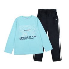 KISPO 兒童款Aaron兩線條紋上下衣套裝