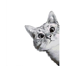 The Whale DIY油畫名畫繪製 50 x 40 cm 貓咪, 躲貓貓的好奇貓咪