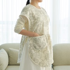 EmonG Toile de Jouy 媽媽圍兜 圍裙, 1個, 灰色, 1入