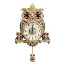 Kairos 珍珠貓頭鷹擺錘掛鐘, 金色