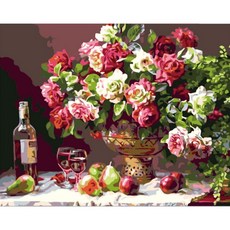 Momofix Painting DIY名畫繪製組合 40 x 50 cm, 紅酒與玫瑰