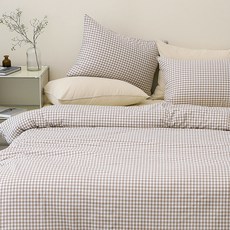 타카타카 무드체크 순면 이불커버, 베이지