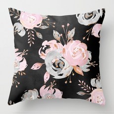 Market A 水彩花卉印花單面抱枕套