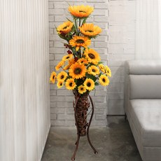 JOART 鐵製三腳向日葵人造花藝品, 1個, 古銅色