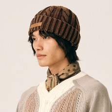 세터 남녀공용 로고 와펜 다이드 면 비니