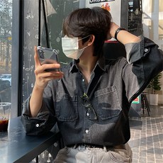 The Flow Commerce 男士春秋款帥氣版型牛仔襯衫