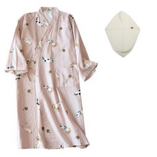 Hazley 頂級浴袍 L + 乾髮巾套組 YP06, 粉紅色, 1套