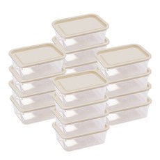 가쯔 심플쿡 냉동밥 도시락통 사각 전자렌지 용기 아이보리, 16개, 400ml