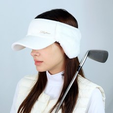 Rupeo 女款冬季防寒毛絨高爾夫遮陽帽, 白色, 1個