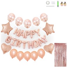 MINITTINE 生日派對裝飾星星愛心套組 玫瑰金, 混合色, 1個