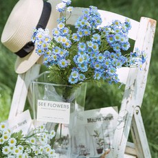 MORIANN 洋甘菊造型人造花 5入, 藍色