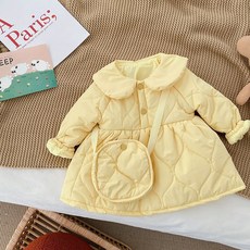 BEBENIZ 童款花瓣領絎縫鋪棉連身裙