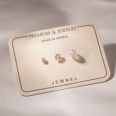 JEWNEL 雛菊珍珠鑲鑽耳環組 3個入
