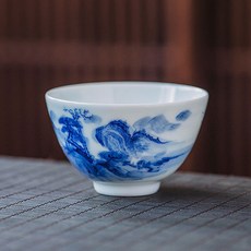 青花原山主人茶杯, 白+藍, 1個